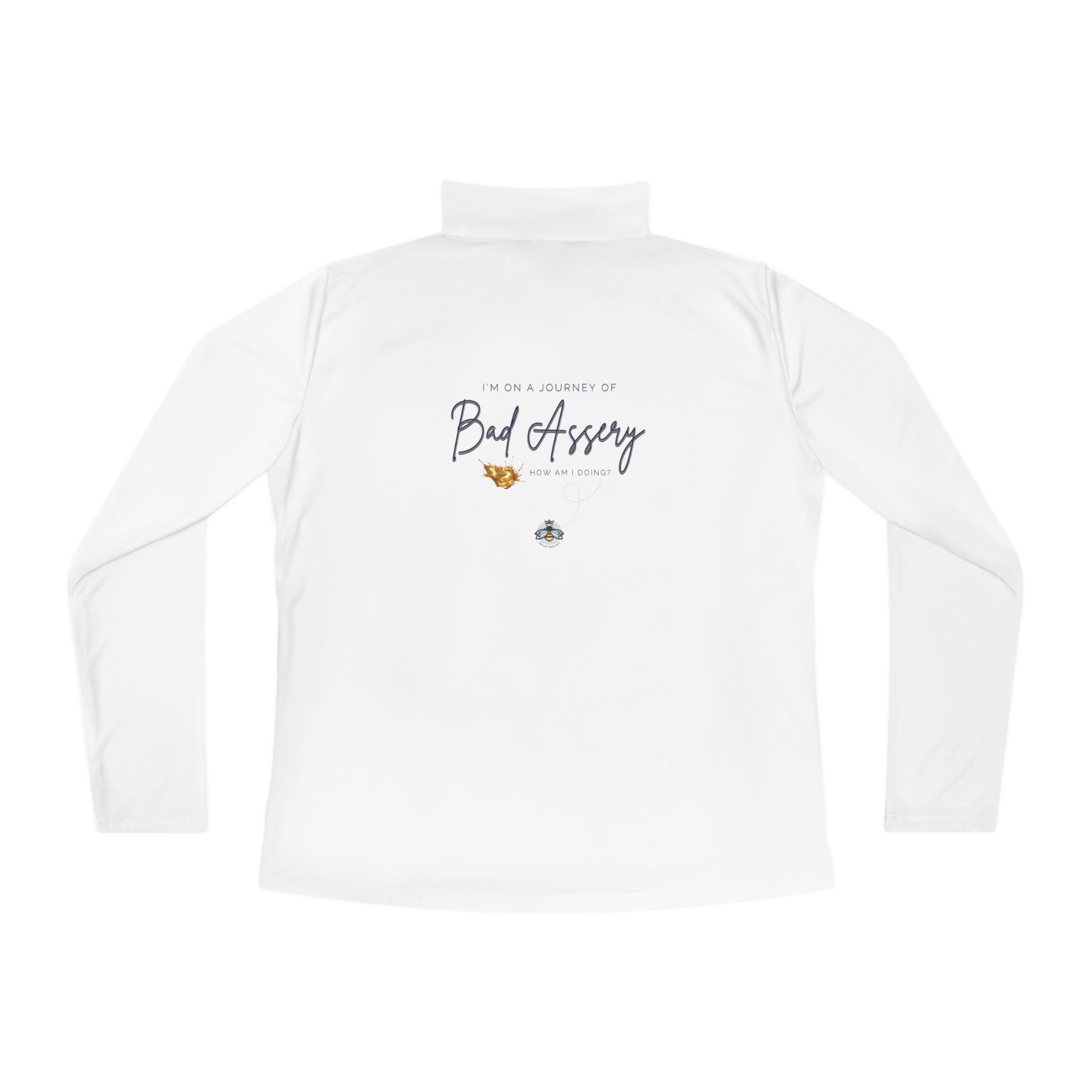 Journey of Bad Assery Ladies Quarter-Zip Pullover, white - Image 3