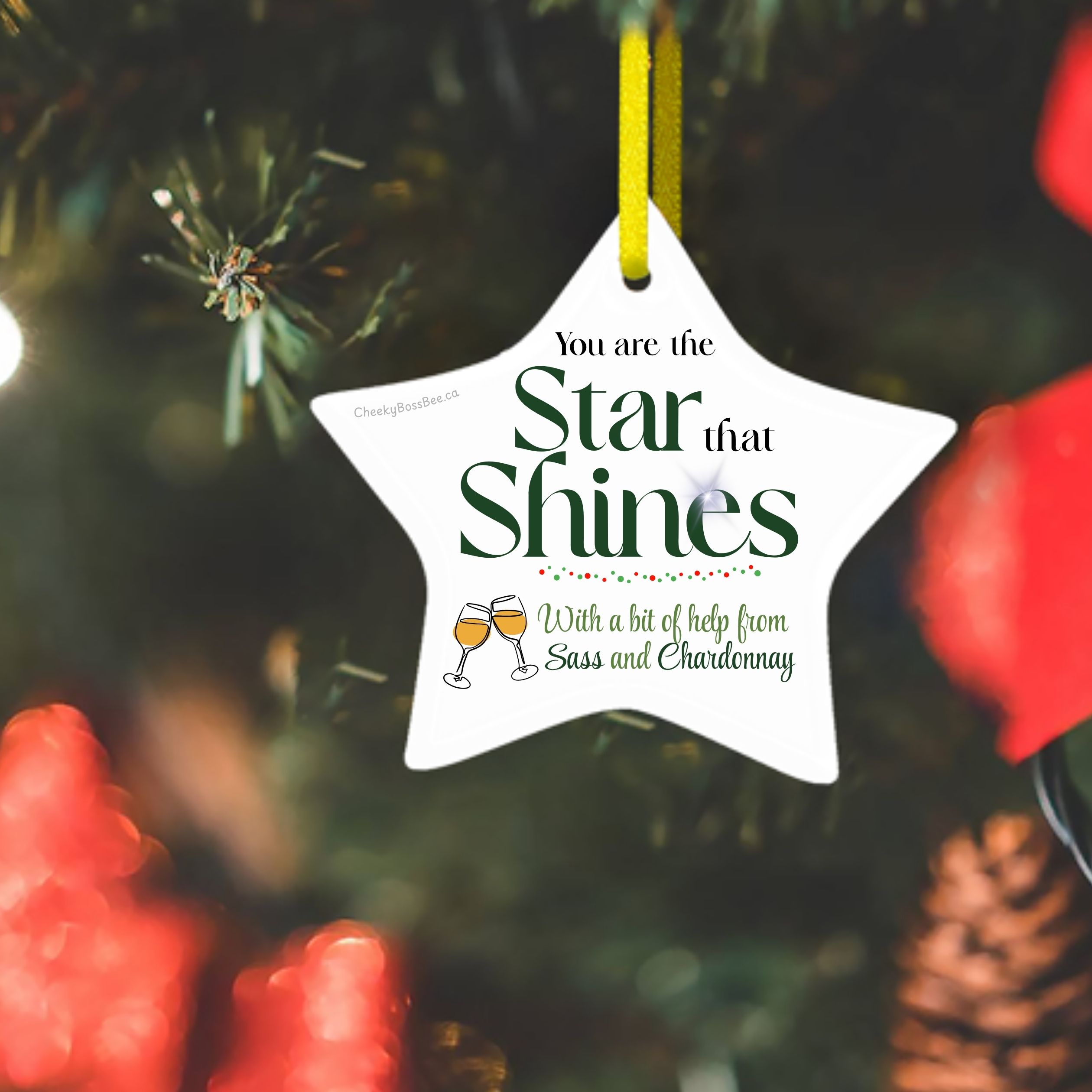 The Star that Shines Chardonnay Ceramic Christmas Tree Ornament