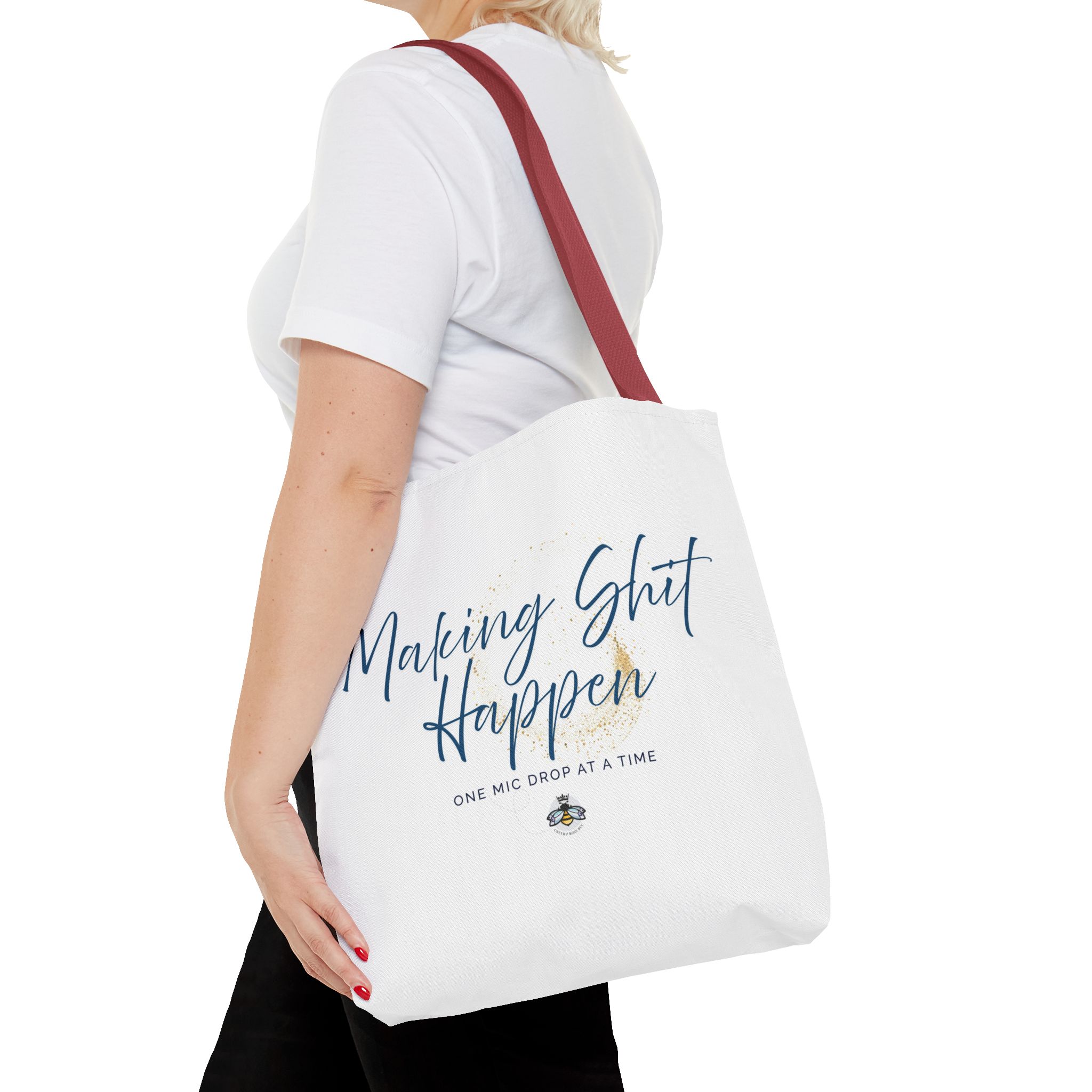 Making Shit Happen Canvas Tote Bag, white, multi color choices - Image 3