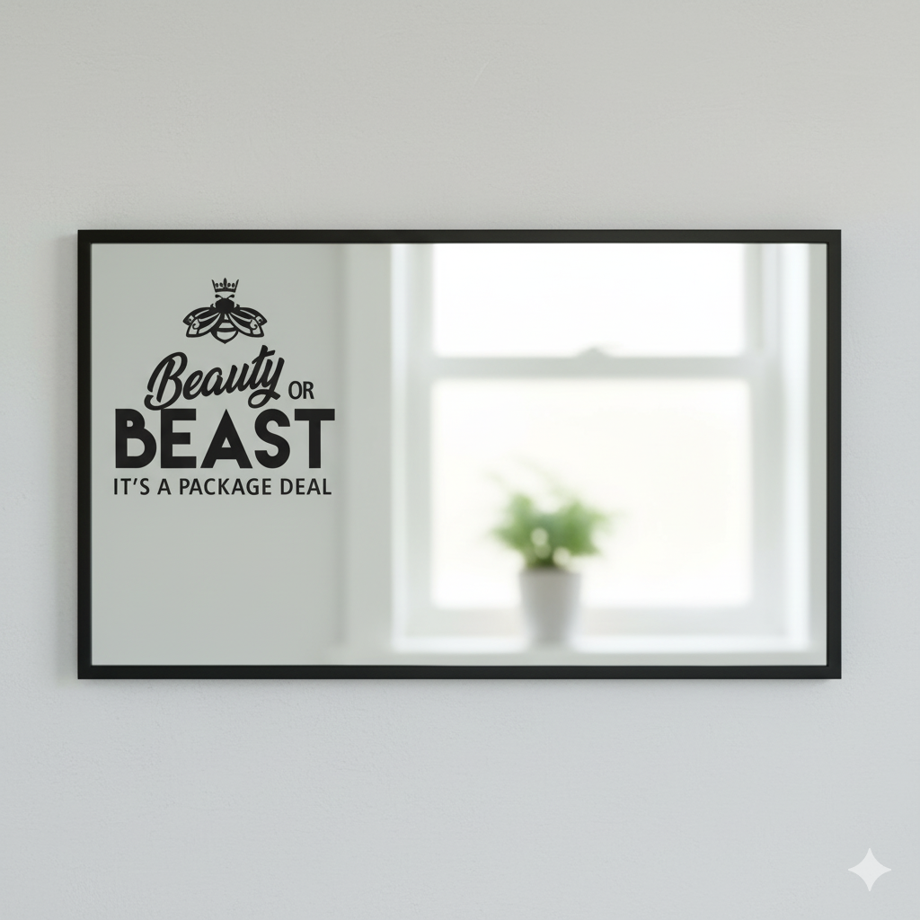 "Beauty or Beast" Vinyl Decal – Cheeky Boss Bee Motivation Sticker for Laptops, Vehicles & Mirrors - Image 3