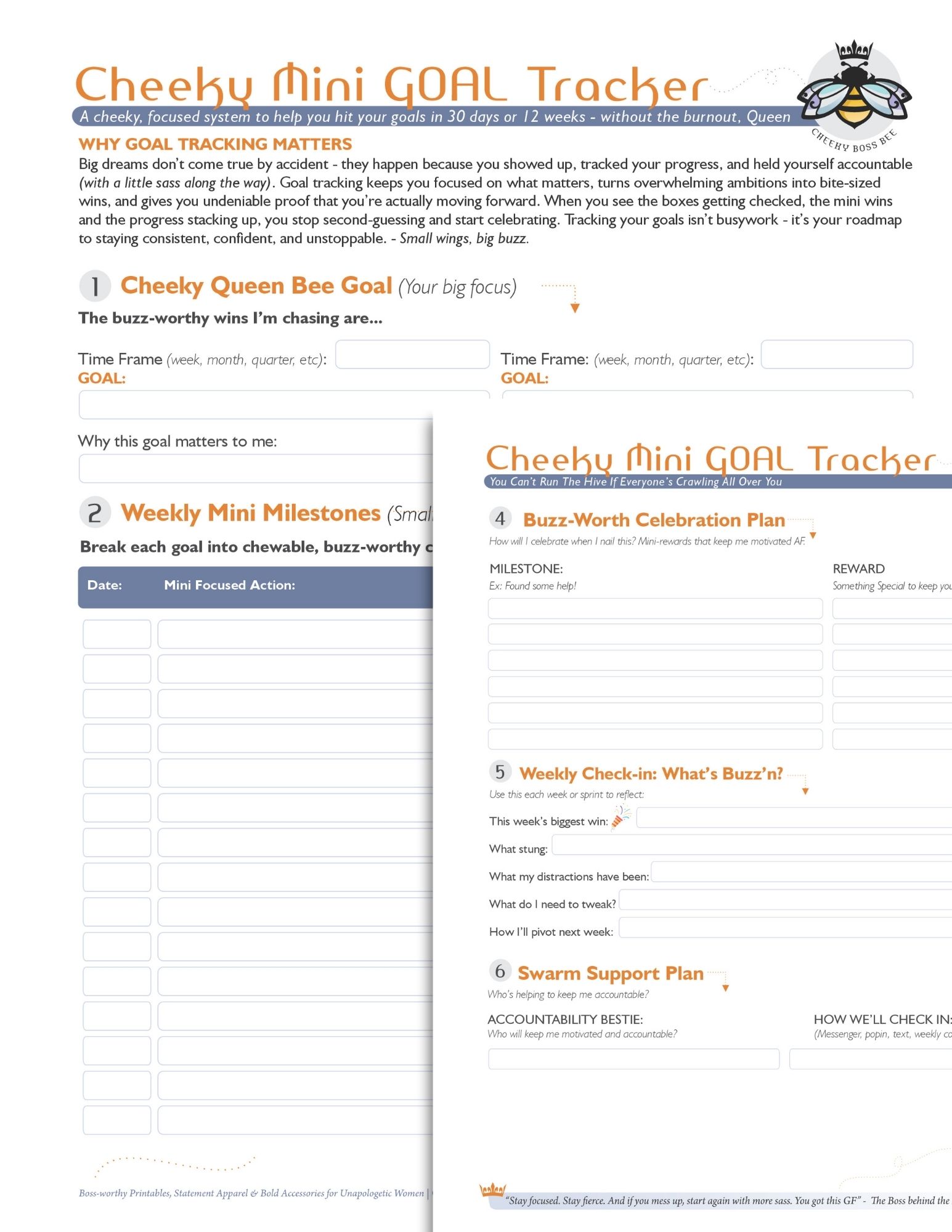 Cheeky Boss Bee Mini Goal Tracker 1
