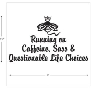 Running on Caffeine Decal – Cheeky Boss Bee Motivation Sticker for Laptops, Vehicles & Mirrors
